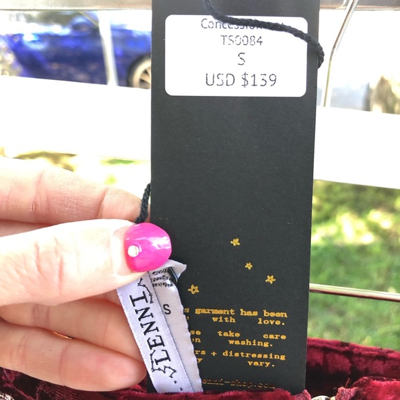 Burgundy velvet mini skirt with silver sequins - Picture 6 of 6